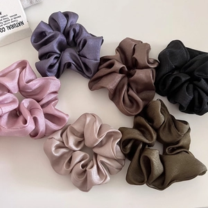 Set of 6 premium satin silk scrunchies in elegant assorted colors for women hair styling