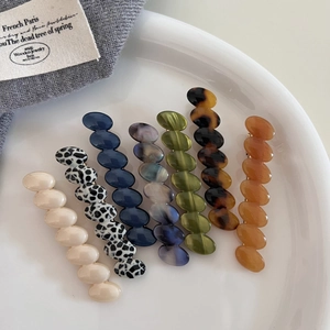 Acetate Wave Oval Hair Clip For Women Fashion Alloy Duckbill Clip Vintage Leopard Marble Print Hair Accessories