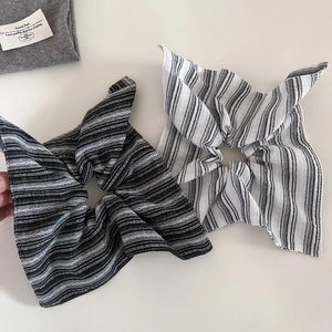 Chouchou en Tissu à Rayures de Style Français Rétro Surdimensionné Anneau à Cheveux Bandeau Élastique pour Femmes Accessoires de Queue de Cheval Mode