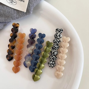 Sweet Heart Acetate Hair Clip Elegant Pattern Duckbill Side Clip Fashion Hairpin Hair Accessories For Daily Dating Women