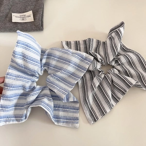 Lot de 2 chouchous rayés vintage en bleu et noir pour des coiffures élégantes et chic