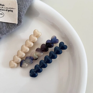 Sweet heart shaped acetate hair clips set in cream purple and blue for women