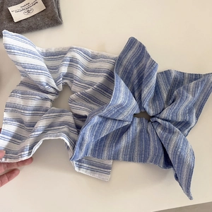 Lot de chouchous vintage à rayures bleues et motifs ondulés pour la coiffure
