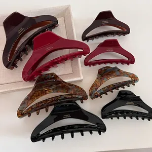 French Elegant Cellulose Acetate Hollow Hair Claw Clip Vintage Shark Clip Handmade Hair Accessories For Women Daily Office