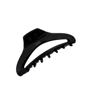 Elegant French style large black acetate hair claw clip with gold France Handmade logo
