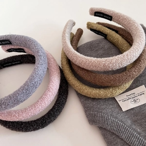 Autumn Winter Lambswool Padded Headband For Women Thickened Plush Hair Hoop Fashion Minimalist Hair Accessories Hand Made Label