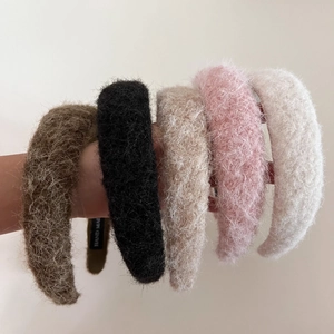 Winter Plüsch Verdickt Haarband Breit Süß Einfarbig Haarreif Mode High Cranium Top Stirnband Für Damen Haarschmuck