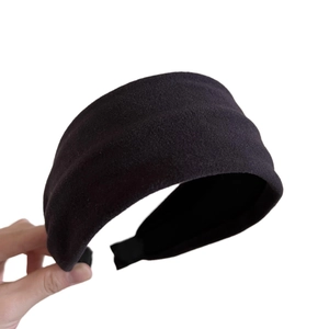 Classic black velvet wide headband for women with a minimalist retro design