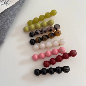 Barrette à Cheveux Bec de Canard en Acétate Rétro Français Fait à la Main Perles Rondes Colorées Accessoire de Coiffure Femme