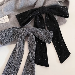 French Style Oversized Shimmer Ribbon Bow Hair Clip Elegant Fabric Spring Clip For Women Fashion Hair Accessories Jewelry