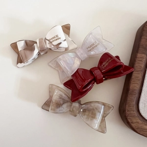 French Style Acetate Bow Hair Clip Handmade Double Layer Duckbill Clip Elegant Side Bangs Clip For Women Hair Accessories