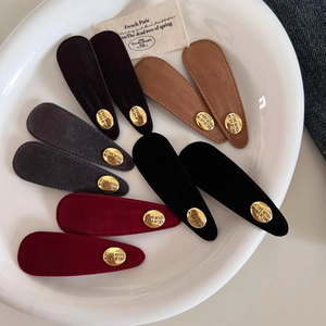Französischer Vintage Samt Tränenform Haarspange Für Damen Goldmetall-Label-Schriftzug BB-Clip Minimalistische Haarschmuck