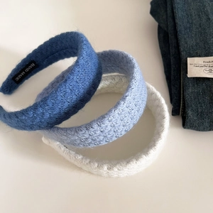 Korean Minimalist Soft Knit Padded Headband Handmade Woolen Yarn Wide Hair Band For Women Autumn Winter Hair Accessories