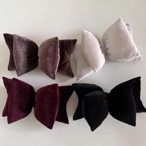 French Vintage Velvet Puffy Bow Hair Clip For Women Elegant 3D Bowknot Spring Clip Large Hairpin Headwear Accessories