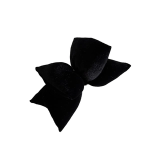 Classic black velvet bow hair clip with a 3D padded design for elegant vintage styling