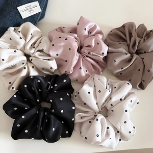 Korean Style Satin Floral Scrunchie Large Hair Tie Printed Elastic Ponytail Holder Fashion Hair Accessories For Women