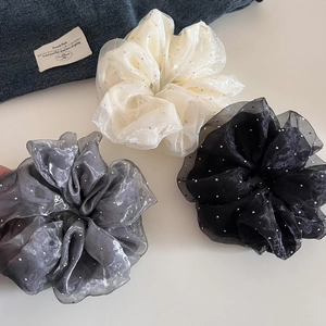 Lot de 3 chouchous en tulle à strass argentés en blanc, gris et noir élégants