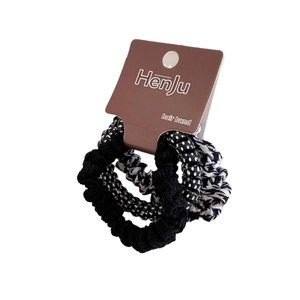 Lot de trois chouchous élastiques imprimé léopard et noir style fil de téléphone pour femme