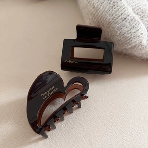 French Vintage Acetate Hair Claw Clip Heart Square Geometric Shark Clip Elegant Hair Accessory For Women Daily Hair Clip