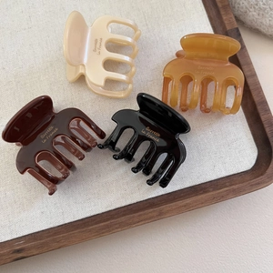 Pinces à cheveux élégantes en acétate de style français en beige, ambre, marron et noir