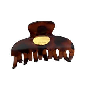 Large tortoiseshell matte hair claw clip with golden France Handmade logo plate