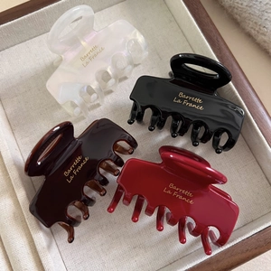 Elegante Pinza per Capelli in Acetato di Cellulosa per Donna Stile Francese Scritta Oro Taglia Media Accessorio Capelli