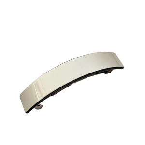 Minimalist French style cream acetate hair clip with black edges and metal spring clip