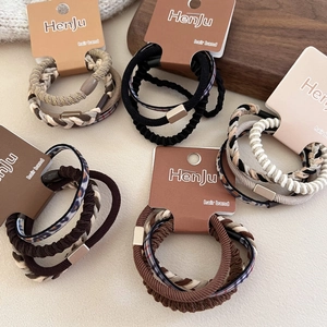 Elastici per Capelli in Tessuto Alta Elasticità Toni Terra Quadretti Fantasia Leopardata Porta Coda di Cavallo Semplice Durevole Accessori Donna