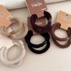 High Elastic Ribbed Hair Bands For Women Thickened Earth Tone Scrunchies Simple Durable Ponytail Holder Hair Accessories