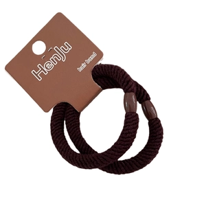 Set of two thick coffee brown elastic hair bands with durable spiral woven texture
