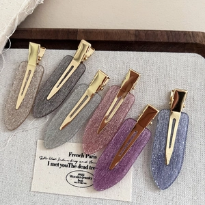 French Style Acetate Glitter Seamless Hair Clip For Women Elegant Duckbill Clip Side Fringe Makeup Clip Sweet Hair Accessory Jewelry