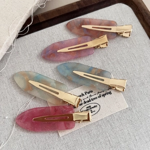 Women Acetate Hair Clip Marble Texture Artificial Pearl Luster Seamless Duckbill Side Clip Sweet French Style Hair Accessory