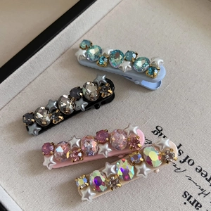 Pince à Cheveux Douce en Zircon et Strass pour Femmes Décor d'Étoile Étincelante Pince Bec de Canard Épingle à Cheveux Élégante