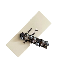 Barrette à cheveux étoile rose et grise avec strass étincelants pour coiffure féminine