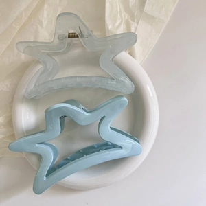 Zweiteiliges Set Haarklammern in Sternform, gefrostetes Eisblau und Mattblau