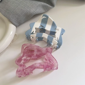 Vintage Cellulose Acetate Star Hair Claw Clip French Style Striped Marble Shark Clip For Women Elegant Hair Accessories