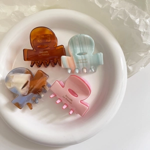 Elegant Acetate Small Hair Claw Clip Korean Minimalist Marble Pattern Hair Accessory For Women Half Up Hair Styling Grab Clip Daily Headwear