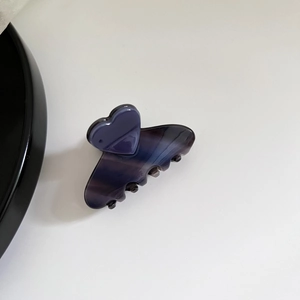 Elegant purple marble acetate heart hair claw clip for women's hair styling accessories