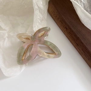 Elegant butterfly acetate hair claw clip with gold metal spring for woman hairstyles
