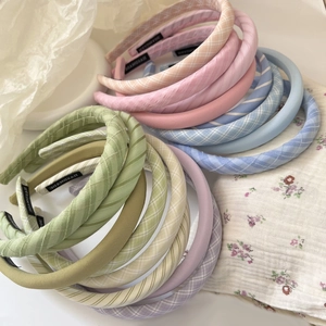 Süße Haarreifen in Macaron-Farben mit Karomuster und einfarbigen Designs für Damen