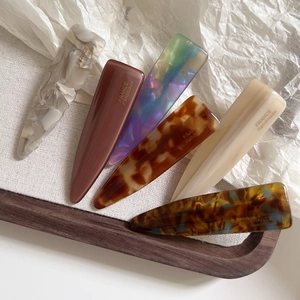 Vintage Acetate Water Drop Hair Clip For Women Handmade Marble Tortoiseshell Amber Side Clip Niche Bangs Hairpin Accessory