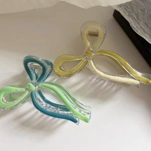 Colorful Bow Hair Claw Clips For Women Girls Acrylic Resin Shark Clips Sweet Korean Style Hair Accessories