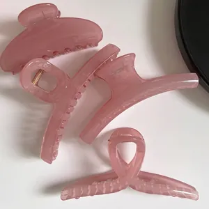 Jelly Pink Haarkralle Große Größe Minimalistisch Harz Haarklammer Haarschmuck Für Damen Elegante Hochsteckfrisur Werkzeug