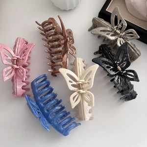 Vintage Marble Ink Wash Butterfly Hair Claw Clip Large Resin Hair Catch Barrette For Women Thick Hair Styling Accessories
