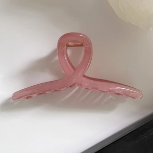 Pink jelly hair claw clip 13cm oversized minimalist resin shark hair accessory for women