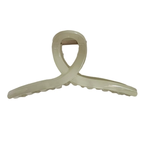 Large 13cm light green jelly hair claw clip with minimalist cross design for women