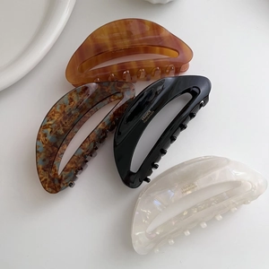 French vintage acetate hair claws in amber, tortoiseshell, black and pearl white set