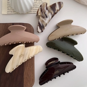 Large Cellulose Acetate Hair Claw Clip French Marble Shark Clip Elegant Non-Slip Hair Accessory For Women Thick Hair Daily
