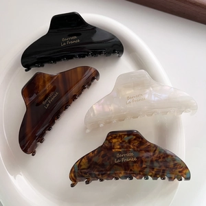 Pinces à Cheveux en Acétate de Cellulose Style Français pour Femmes Élégant Écaille de Tortue Noir Perle Accessoires Cheveux