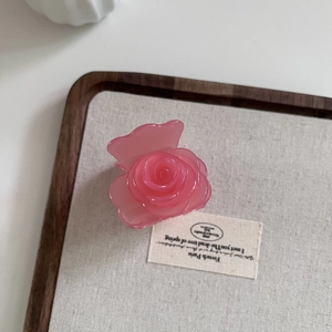 Pince à cheveux élégante en forme de rose rose 3D pour coiffures à la française